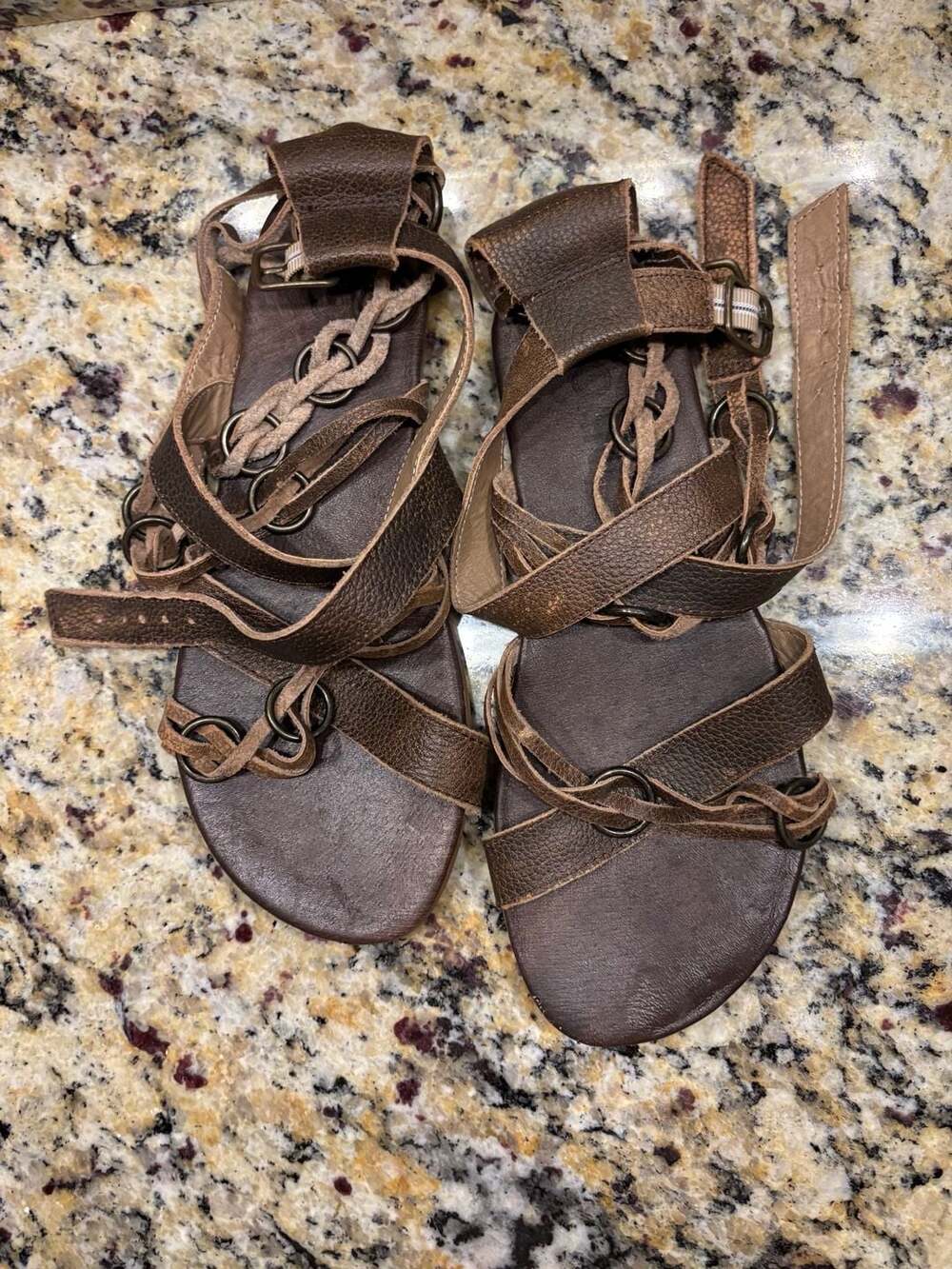 Roan by Bed Stu Gretch Women's Brown Distressed Leather Gladiator Sandals